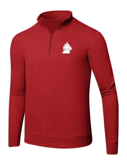 Bright Red 8.5 oz Ring Spun 1/4 Zip Pullover Sweatshirt w/Blackbeard Logo