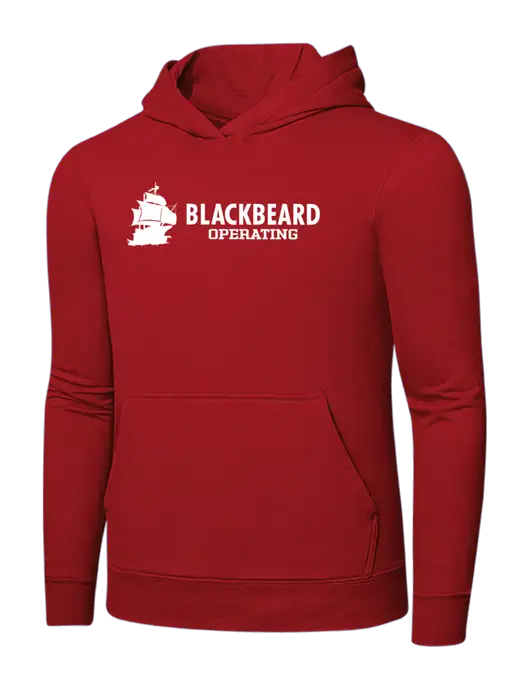 Bright Red 8.5 oz Ring Spun Hooded Sweatshirt w/Blackbeard Logo