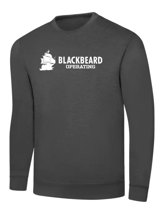 Charcoal 7.8 oz Ring Spun Crew Sweatshirt w/Blackbeard Logo