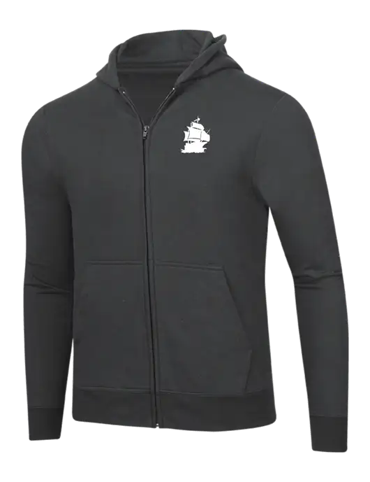 Charcoal 8.5 oz Ring Spun Zip Hooded Sweatshirt w/Blackbeard Logo
