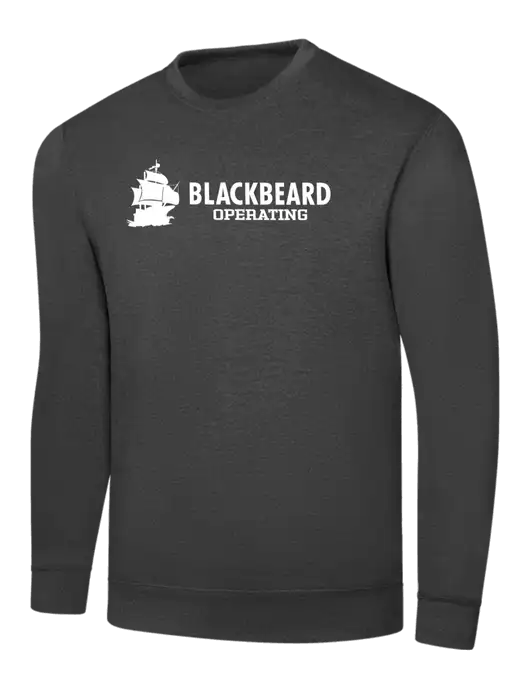 Dark Heather Grey 7.8 oz Ring Spun Crew Sweatshirt w/Blackbeard Logo