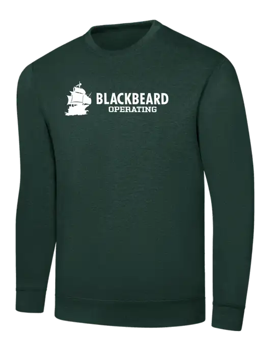 Dark Green 7.8 oz Ring Spun Crew Sweatshirt w/Blackbeard Logo