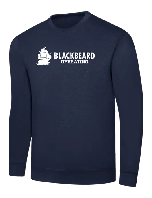Navy 7.8 oz Ring Spun Crew Sweatshirt w/Blackbeard Logo
