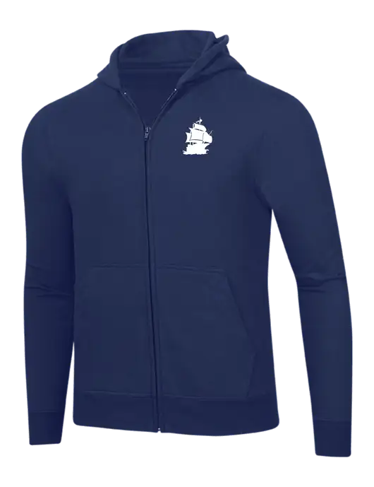 Navy 8.5 oz Ring Spun Zip Hooded Sweatshirt w/Blackbeard Logo