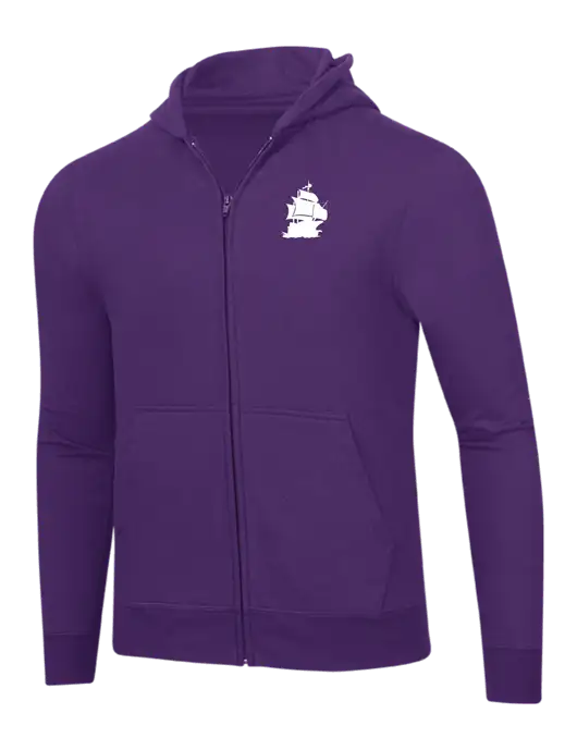 Purple 8.5 oz Ring Spun Zip Hooded Sweatshirt w/Blackbeard Logo