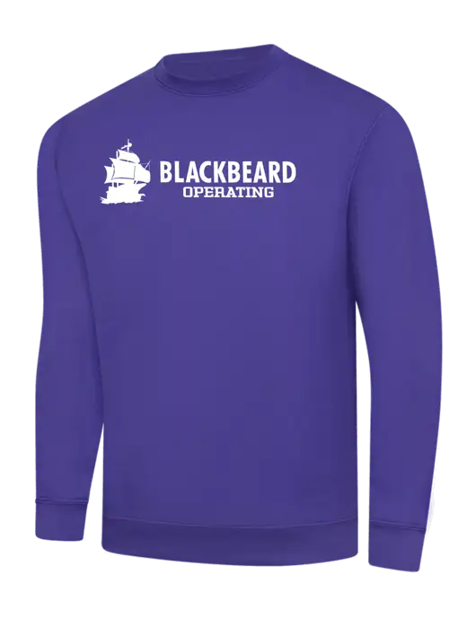 Purple 9 oz 50/50 Cotton/Poly Crew Sweatshirt w/Blackbeard Logo