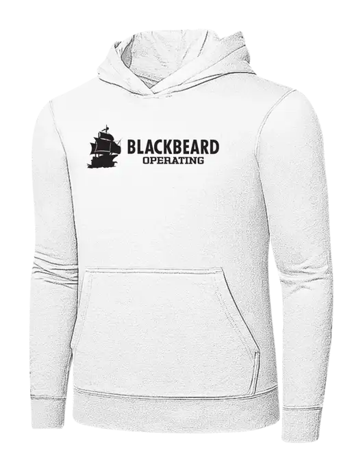 White 7.8 oz Ring Spun Hooded Sweatshirt w/Blackbeard Logo