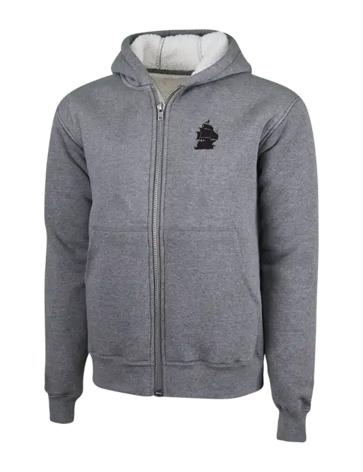 Cornerstone Grey Heather Heavyweight Sherpa Lined Hooded Fleece Jacket w/Blackbeard Logo
