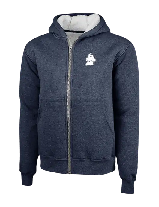 Cornerstone Navy Heavyweight Sherpa Lined Hooded Fleece Jacket w/Blackbeard Logo