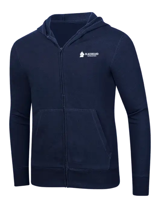 Full-Zip Navy Heavyweight Hooded Sweatshirt w/Blackbeard Logo