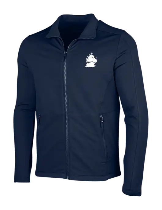 Navy Grid Fleece Jacket w/Blackbeard Logo
