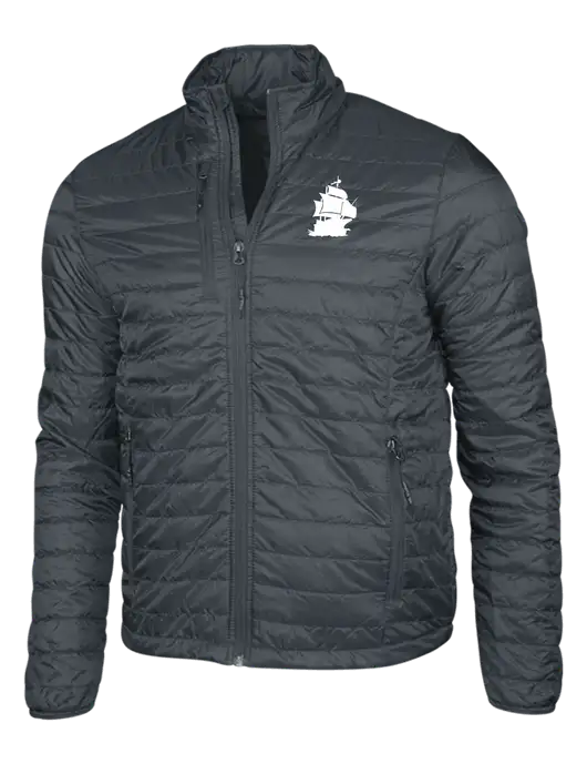 Dark Grey Puffy Packable Jacket w/Blackbeard Logo