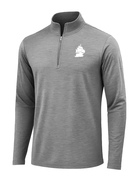 Dark Grey Heather Posicharge Tri-Blend Wicking 1/4 Zip Pullover w/Blackbeard Logo