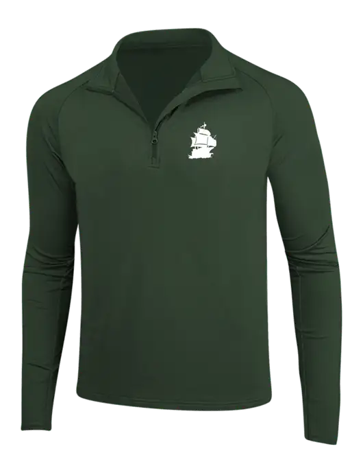 Dark Green Sport Wick Stretch 1/4 Zip Pullover w/Blackbeard Logo