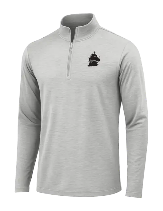 Light Grey Heather Posicharge Tri-Blend Wicking 1/4 Zip Pullover w/Blackbeard Logo