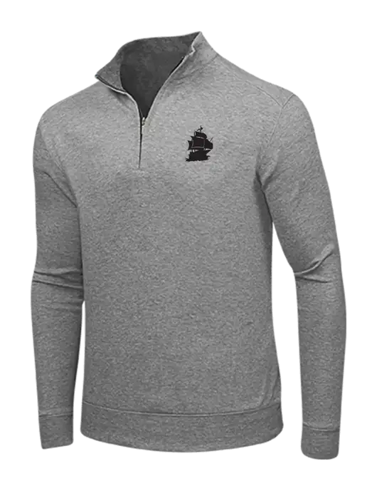 Medium Heather Grey/Charcoal Heather Interlock 1/4 Zip w/Blackbeard Logo