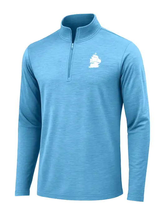 Light Blue Heather Posicharge Tri-Blend Wicking 1/4 Zip Pullover w/Blackbeard Logo