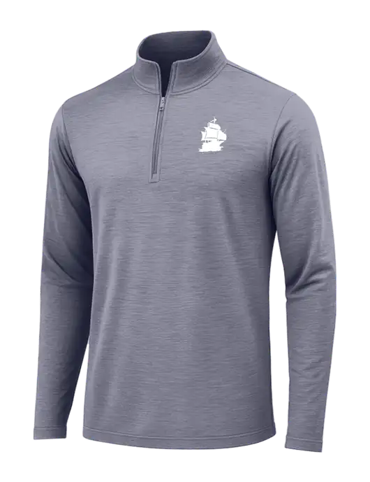 True Navy Heather Posicharge Tri-Blend Wicking 1/4 Zip Pullover w/Blackbeard Logo