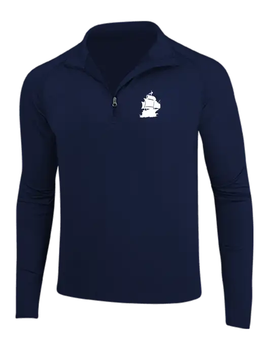 Navy Sport Wick Stretch 1/4 Zip Pullover w/Blackbeard Logo
