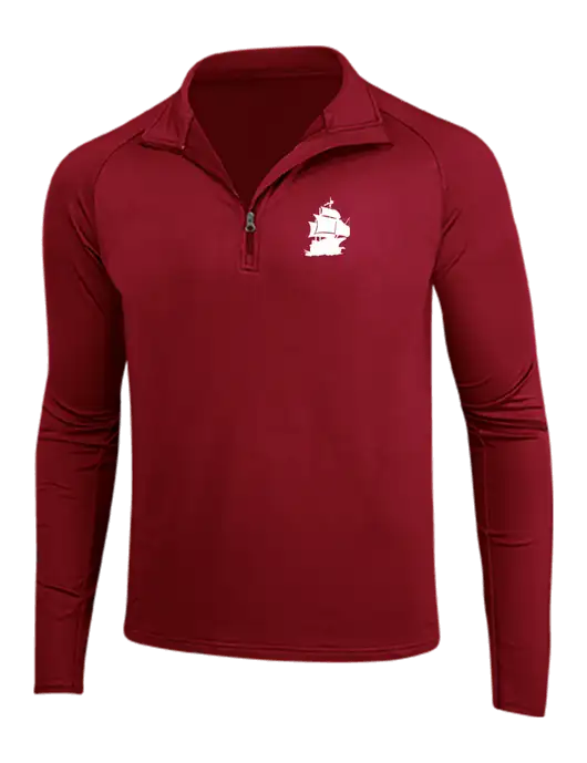 Red Sport Wick Stretch 1/4 Zip Pullover w/Blackbeard Logo