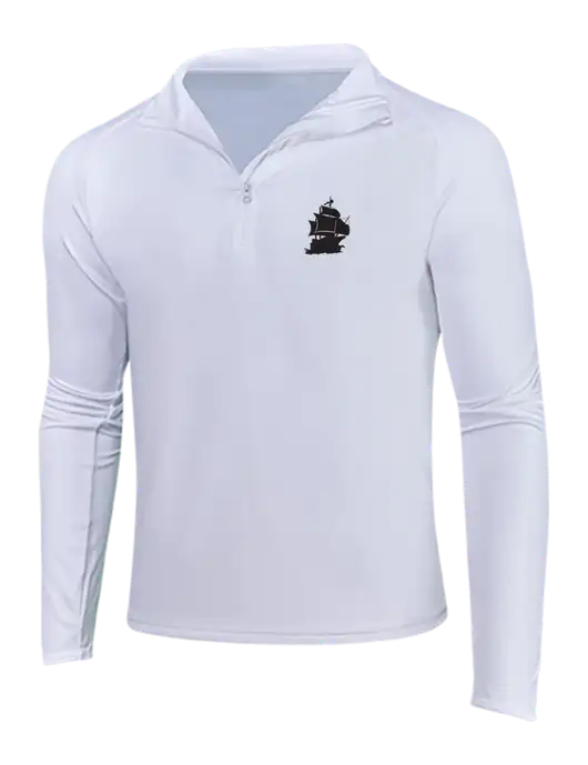 White Sport Wick Stretch 1/4 Zip Pullover w/Blackbeard Logo