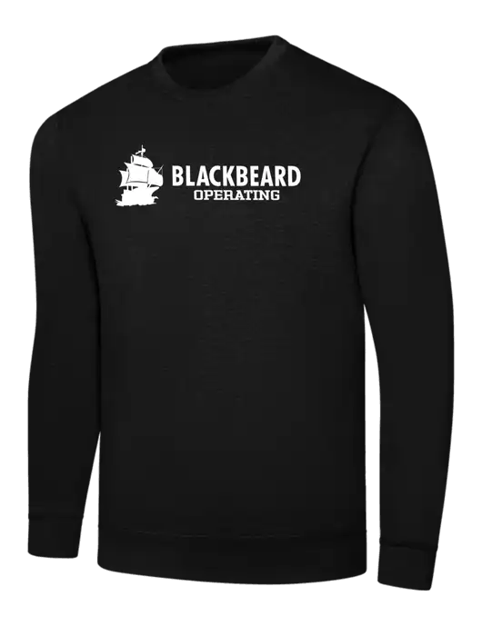Black 7.8 oz Ring Spun Crew Sweatshirt w/Blackbeard Logo