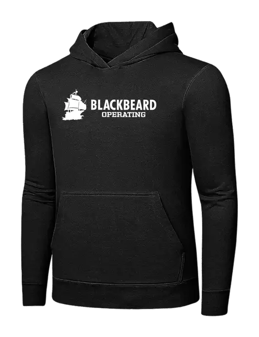 Jet Black 7.8 oz Ring Spun Hooded Sweatshirt w/Blackbeard Logo