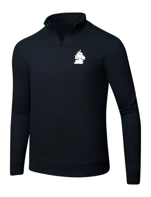 Jet Black 8.5 oz Ring Spun 1/4 Zip Pullover Sweatshirt w/Blackbeard Logo