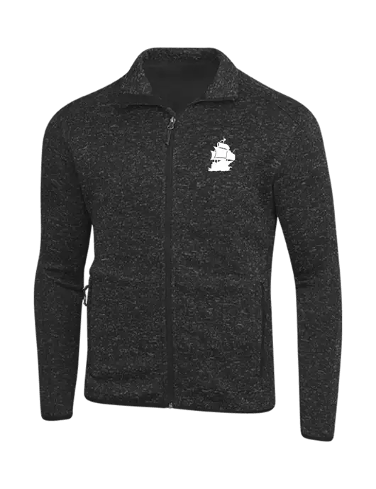 Black Heather Sweater Fleece Jacket w/Blackbeard Logo