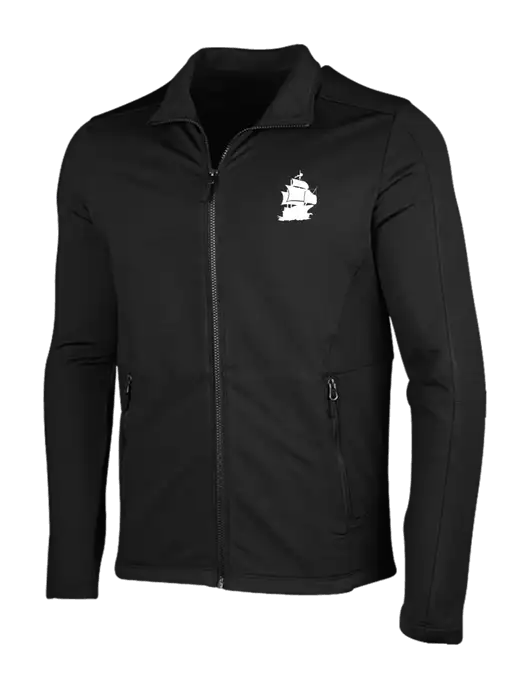 Deep Black Grid Fleece Jacket w/Blackbeard Logo