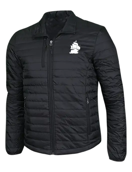 Deep Black Puffy Packable Jacket w/Blackbeard Logo