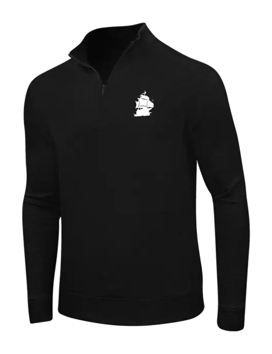 Deep Black/Charcoal Heather Interlock 1/4 Zip w/Blackbeard Logo