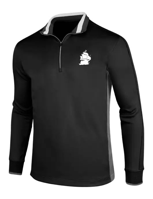 NIKE Black/Dark Grey/White Dry-Fit 1/2 Zip Cover-Up w/Blackbeard Logo