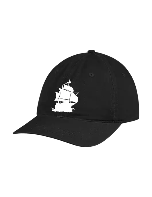 Garment Washed Unstructured Twill Black Cap w/Blackbeard Logo