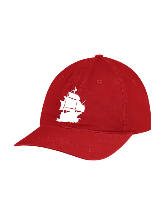 Garment Washed Unstructured Twill Red Cap w/Blackbeard Logo
