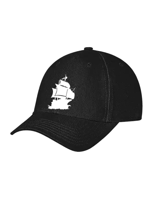 Black Structured Soft Snap Closure Hook & Loop Cap w/Blackbeard Logo