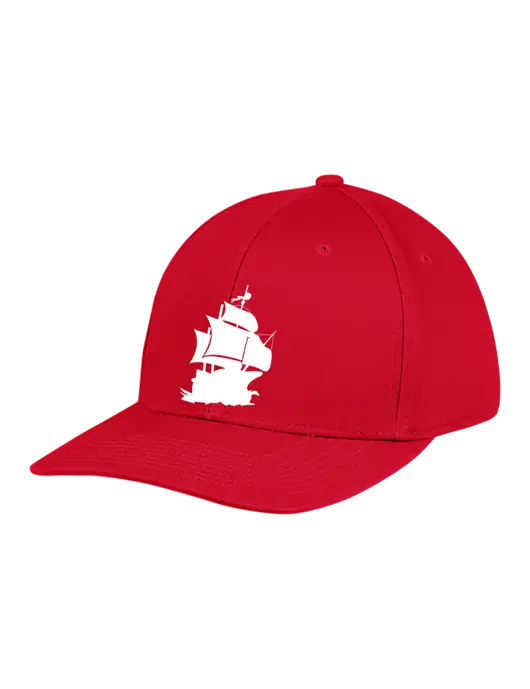 Premium Modern Structured Twill Red Snapback Cap w/Blackbeard Logo