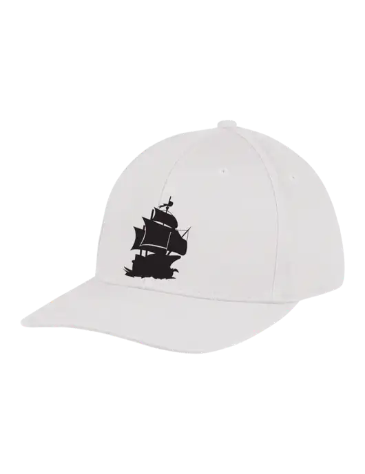 Premium Modern Structured Twill White Snapback Cap w/Blackbeard Logo