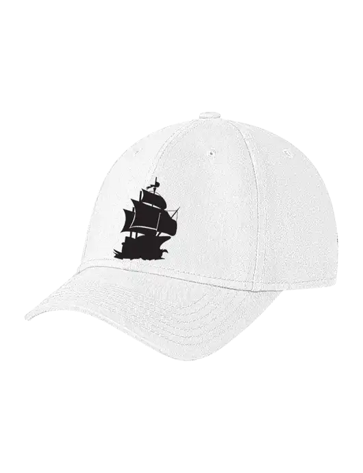 White Structured Soft Snap Closure Hook & Loop Cap w/Blackbeard Logo