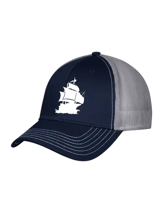 Navy/Grey Mesh Trucker Cap Snap Back w/Blackbeard Logo