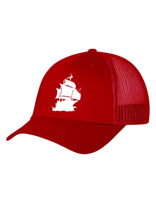 Red Mesh Trucker Cap Snap Back w/Blackbeard Logo