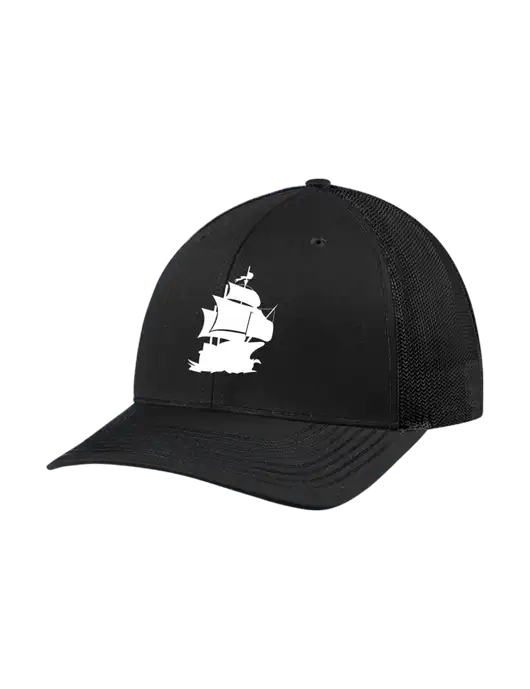 Richardson Adjustable Snapback Original 112 Trucker Cap Black w/Black Mesh w/Blackbeard Logo