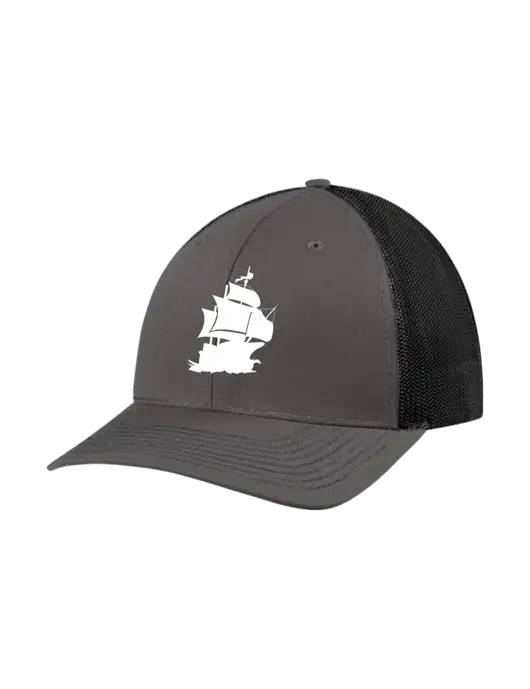 Richardson Adjustable Snapback Original 112 Trucker Cap Dark Grey w/Black Mesh w/Blackbeard Logo