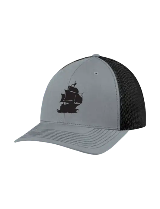Richardson Adjustable Snapback Original 112 Trucker Cap Heather Grey w/Black Mesh w/Blackbeard Logo