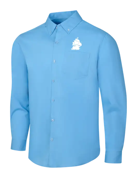 Carolina Blue Long Sleeve Carefree Poplin Shirt w/Blackbeard Logo