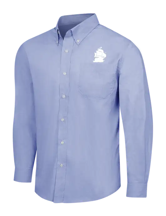 Light Slate Blue Crosshatch Easy Care Shirt w/Blackbeard Logo