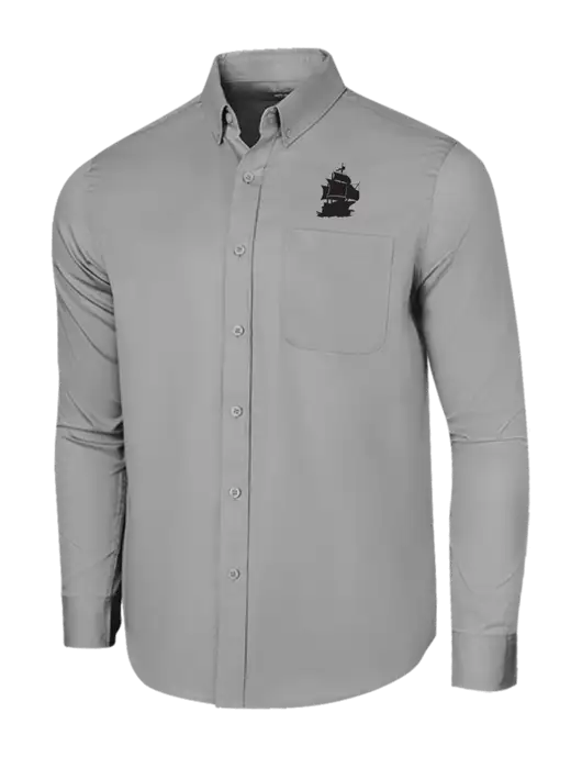 Long Sleeve Light Grey Superpro React Twill Shirt w/Blackbeard Logo