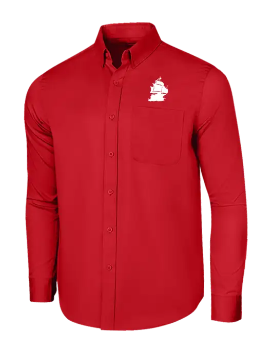 Long Sleeve Red Superpro React Twill Shirt w/Blackbeard Logo