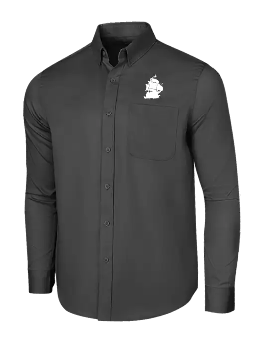 Long Sleeve Dark Grey Superpro React Twill Shirt w/Blackbeard Logo
