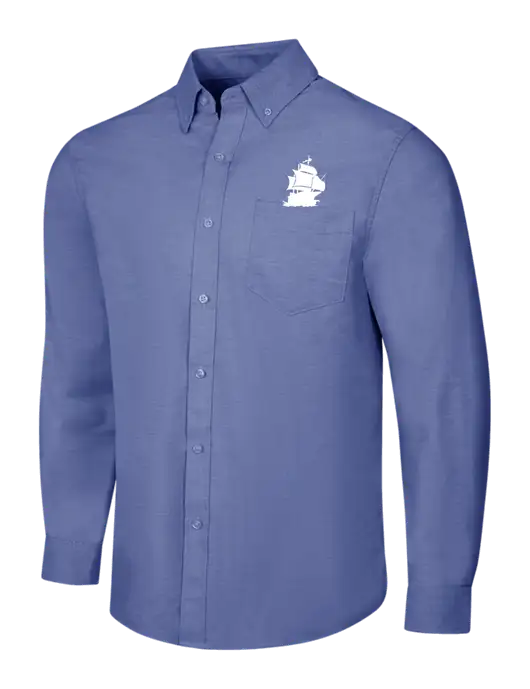 Navy SuperPro Oxford Shirt w/Blackbeard Logo